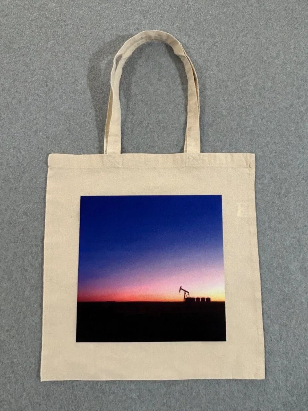 Oil Pump Jack Sunset Tote Bag Eco-Friendly Reusable Shopping Bag